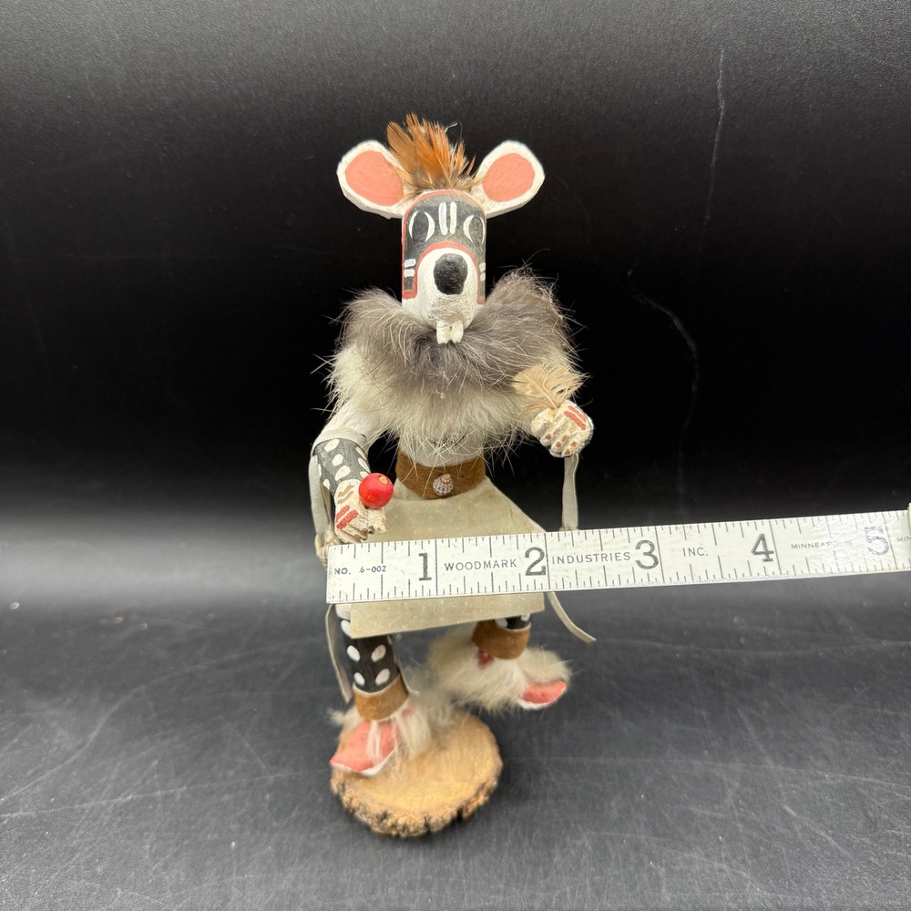 Vintage 7" White Mouse Kachina Doll Dancer Native American Folk Art Hand Painted - Picture 4 of 10
